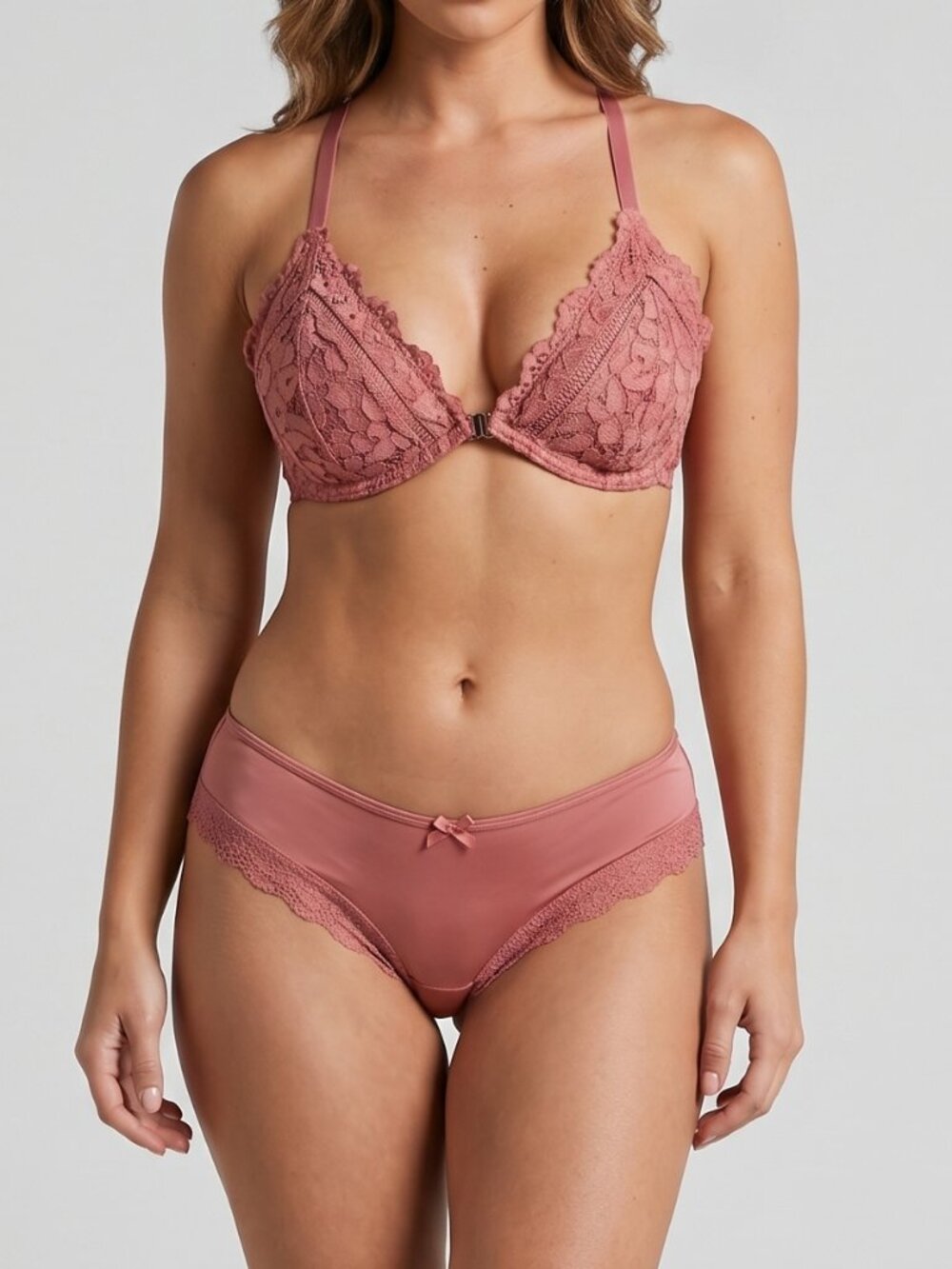 Victoria's Secret Unlined Lace Fancy Back Bralette 34D and XS Cheeky Panty Set
